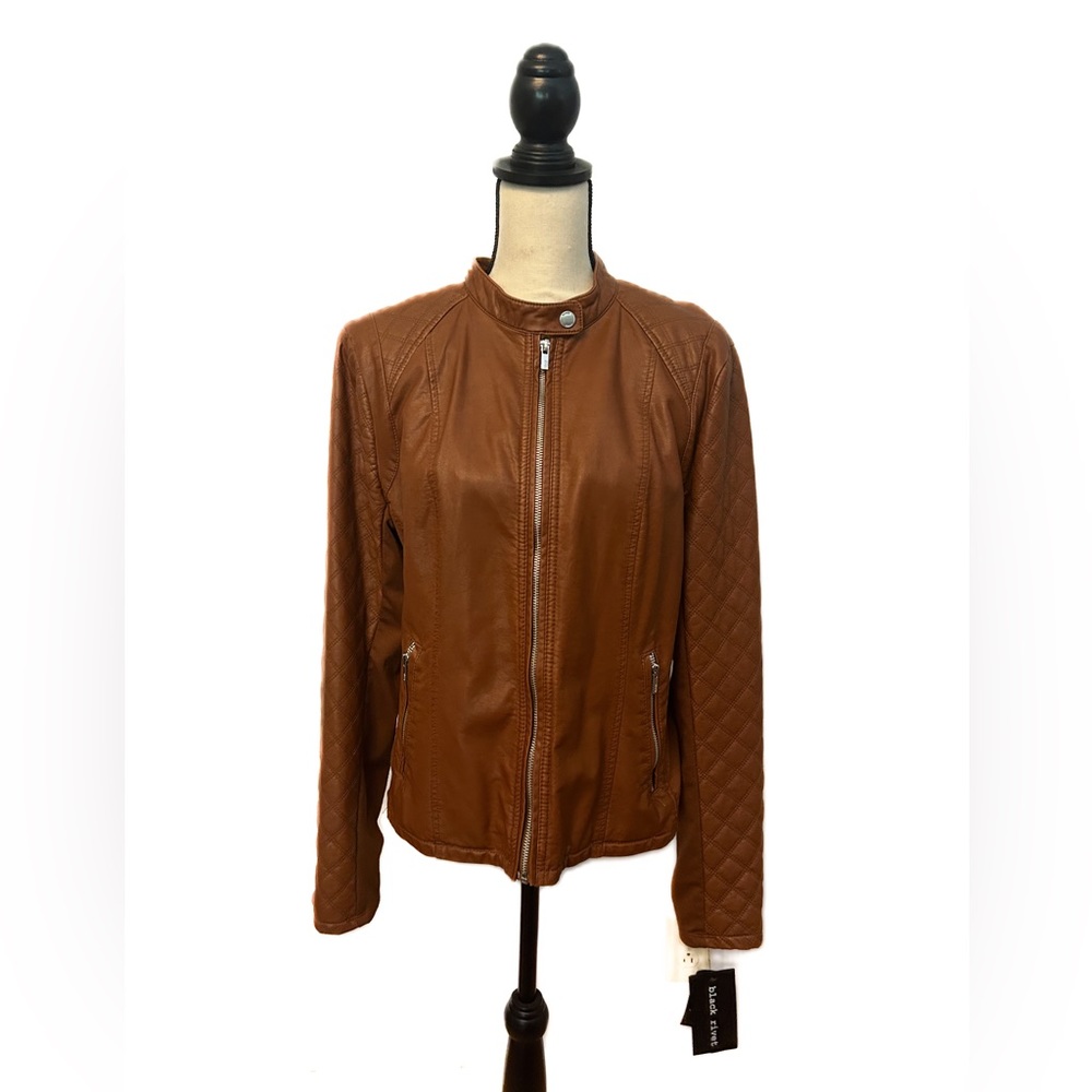 Black Rivet brown Leather jacket, size large